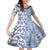 Hawaii Family Matching Short Sleeve Bodycon Dress and Hawaiian Shirt Aloha Tropical Plants Tribal Pattern Blue Version LT03 Daughter's Dress Blue - Polynesian Pride
