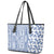 Hawaii Leather Tote Bag Aloha Tropical Plants Tribal Pattern Blue Version LT03 - Polynesian Pride