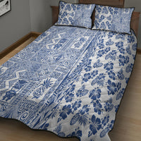 Hawaii Quilt Bed Set Aloha Tropical Plants Tribal Pattern Blue Version LT03 - Polynesian Pride