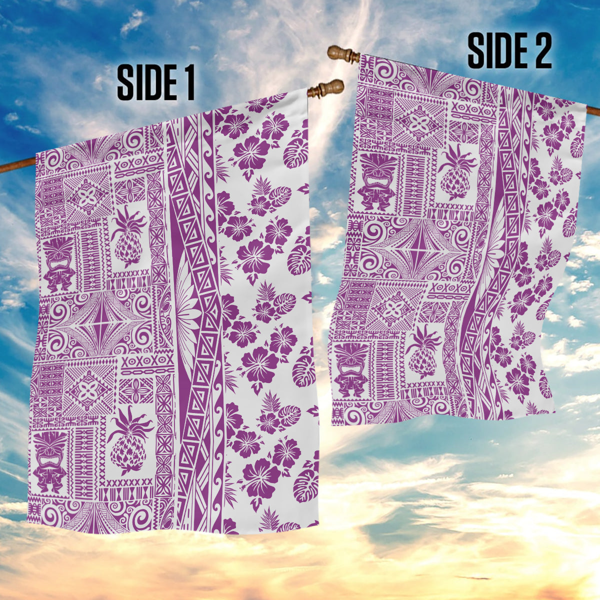 Hawaii Garden Flag Aloha Tropical Plants Tribal Pattern Pink Version LT03 - Polynesian Pride