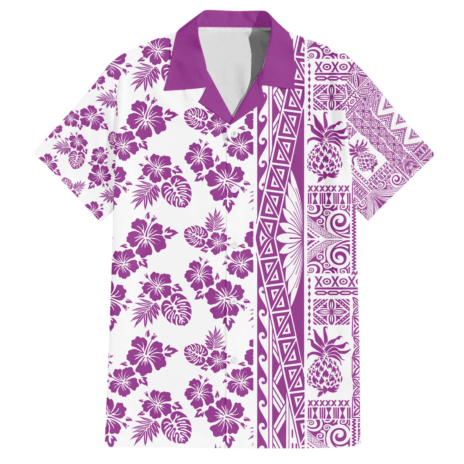 Hawaii Hawaiian Shirt Aloha Tropical Plants Tribal Pattern Pink Version LT03 Pink - Polynesian Pride