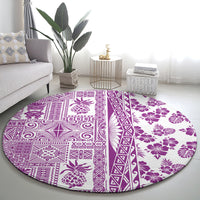 Hawaii Round Carpet Aloha Tropical Plants Tribal Pattern Pink Version LT03 - Polynesian Pride