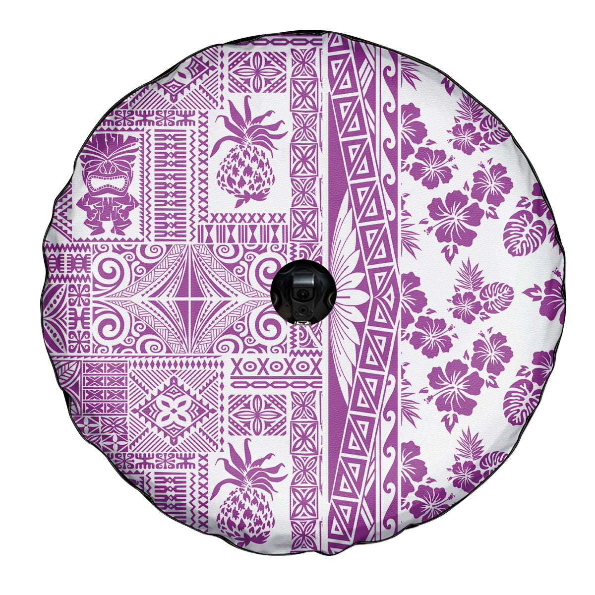 Hawaii Spare Tire Cover Aloha Tropical Plants Tribal Pattern Pink Version LT03 - Polynesian Pride