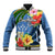 Kosrae Constitution Day Baseball Jacket Hibiscus Mix Maori Tattoo Pattern LT03 Unisex Blue - Polynesian Pride