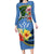 Kosrae Constitution Day Family Matching Long Sleeve Bodycon Dress and Hawaiian Shirt Hibiscus Mix Maori Tattoo Pattern LT03 Mom's Dress Blue - Polynesian Pride