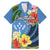 Kosrae Constitution Day Family Matching Mermaid Dress and Hawaiian Shirt Hibiscus Mix Maori Tattoo Pattern LT03 Dad's Shirt - Short Sleeve Blue - Polynesian Pride