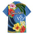 Kosrae Constitution Day Family Matching Off Shoulder Short Dress and Hawaiian Shirt Hibiscus Mix Maori Tattoo Pattern LT03 - Polynesian Pride