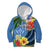 Kosrae Constitution Day Kid Hoodie Hibiscus Mix Maori Tattoo Pattern LT03 Hoodie Blue - Polynesian Pride