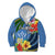 Kosrae Constitution Day Kid Hoodie Hibiscus Mix Maori Tattoo Pattern LT03 Zip Hoodie Blue - Polynesian Pride