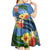 Kosrae Constitution Day Kid Short Sleeve Dress Hibiscus Mix Maori Tattoo Pattern LT03 - Polynesian Pride