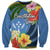 Kosrae Constitution Day Sweatshirt Hibiscus Mix Maori Tattoo Pattern LT03 Unisex Blue - Polynesian Pride