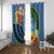 Kosrae Constitution Day Window Curtain Hibiscus Mix Maori Tattoo Pattern LT03 With Grommets Blue - Polynesian Pride