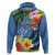 Kosrae Constitution Day Zip Hoodie Hibiscus Mix Maori Tattoo Pattern LT03 Pullover Hoodie Blue - Polynesian Pride