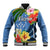 Kosrae Baseball Jacket Hibiscus Mix Maori Tattoo Pattern LT03 Unisex Blue - Polynesian Pride