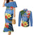 Kosrae Couples Matching Mermaid Dress and Long Sleeve Button Shirt Hibiscus Mix Maori Tattoo Pattern LT03 Blue - Polynesian Pride