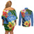 Kosrae Couples Matching Off Shoulder Short Dress and Long Sleeve Button Shirt Hibiscus Mix Maori Tattoo Pattern LT03 - Polynesian Pride