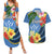 Kosrae Couples Matching Summer Maxi Dress and Hawaiian Shirt Hibiscus Mix Maori Tattoo Pattern LT03 Blue - Polynesian Pride