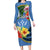 Kosrae Family Matching Long Sleeve Bodycon Dress and Hawaiian Shirt Hibiscus Mix Maori Tattoo Pattern LT03 Mom's Dress Blue - Polynesian Pride