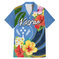 Kosrae Family Matching Mermaid Dress and Hawaiian Shirt Hibiscus Mix Maori Tattoo Pattern LT03 Dad's Shirt - Short Sleeve Blue - Polynesian Pride