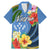 Kosrae Family Matching Mermaid Dress and Hawaiian Shirt Hibiscus Mix Maori Tattoo Pattern LT03 Dad's Shirt - Short Sleeve Blue - Polynesian Pride