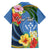 Kosrae Family Matching Off Shoulder Short Dress and Hawaiian Shirt Hibiscus Mix Maori Tattoo Pattern LT03 - Polynesian Pride