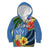 Kosrae Kid Hoodie Hibiscus Mix Maori Tattoo Pattern LT03 Zip Hoodie Blue - Polynesian Pride