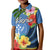 Kosrae Kid Polo Shirt Hibiscus Mix Maori Tattoo Pattern LT03 Kid Blue - Polynesian Pride