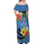 Kosrae Off Shoulder Maxi Dress Hibiscus Mix Maori Tattoo Pattern LT03 - Polynesian Pride