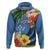 Kosrae Zip Hoodie Hibiscus Mix Maori Tattoo Pattern LT03 Pullover Hoodie Blue - Polynesian Pride