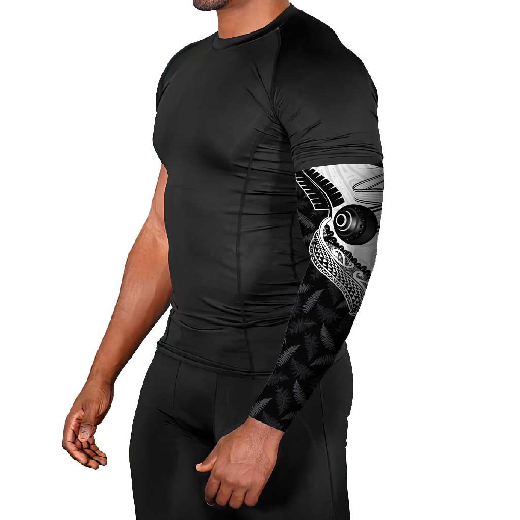 Personalised Aotearoa Lawn Bowls Arm Sleeves Maori and Silver Fern Half Style - Polynesian Pride