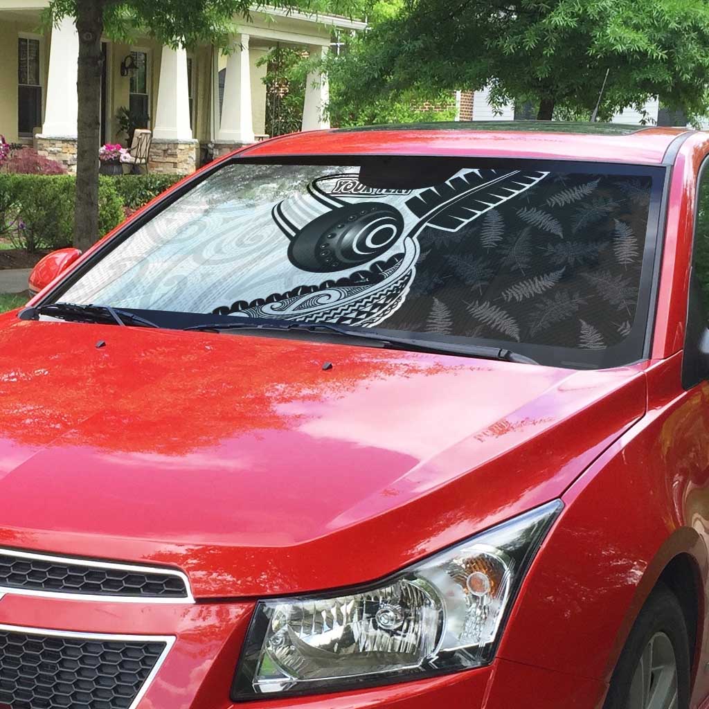 Personalised Aotearoa Lawn Bowls Auto Sun Shade Maori and Silver Fern Half Style LT03 - Polynesian Pride