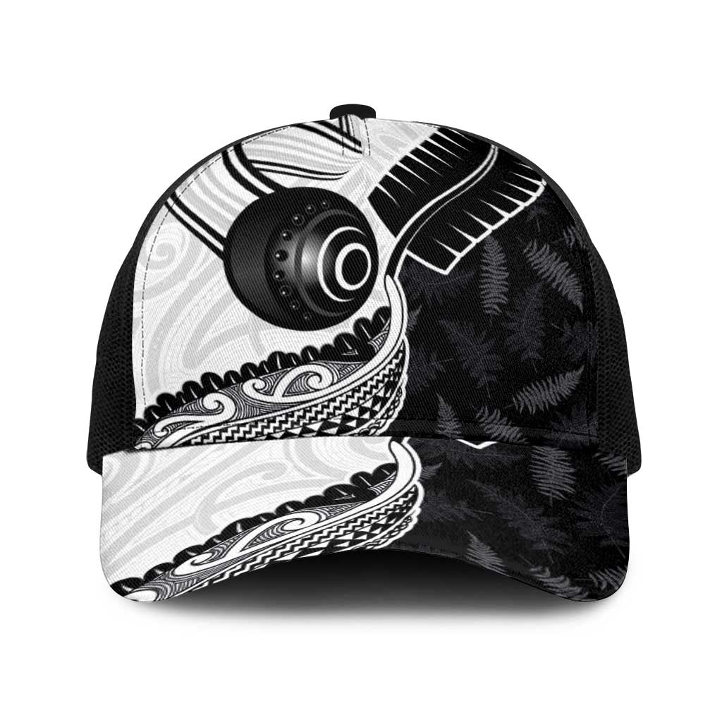 Aotearoa Lawn Bowls Baseball Net Cap Maori and Silver Fern Half Style - Polynesian Pride