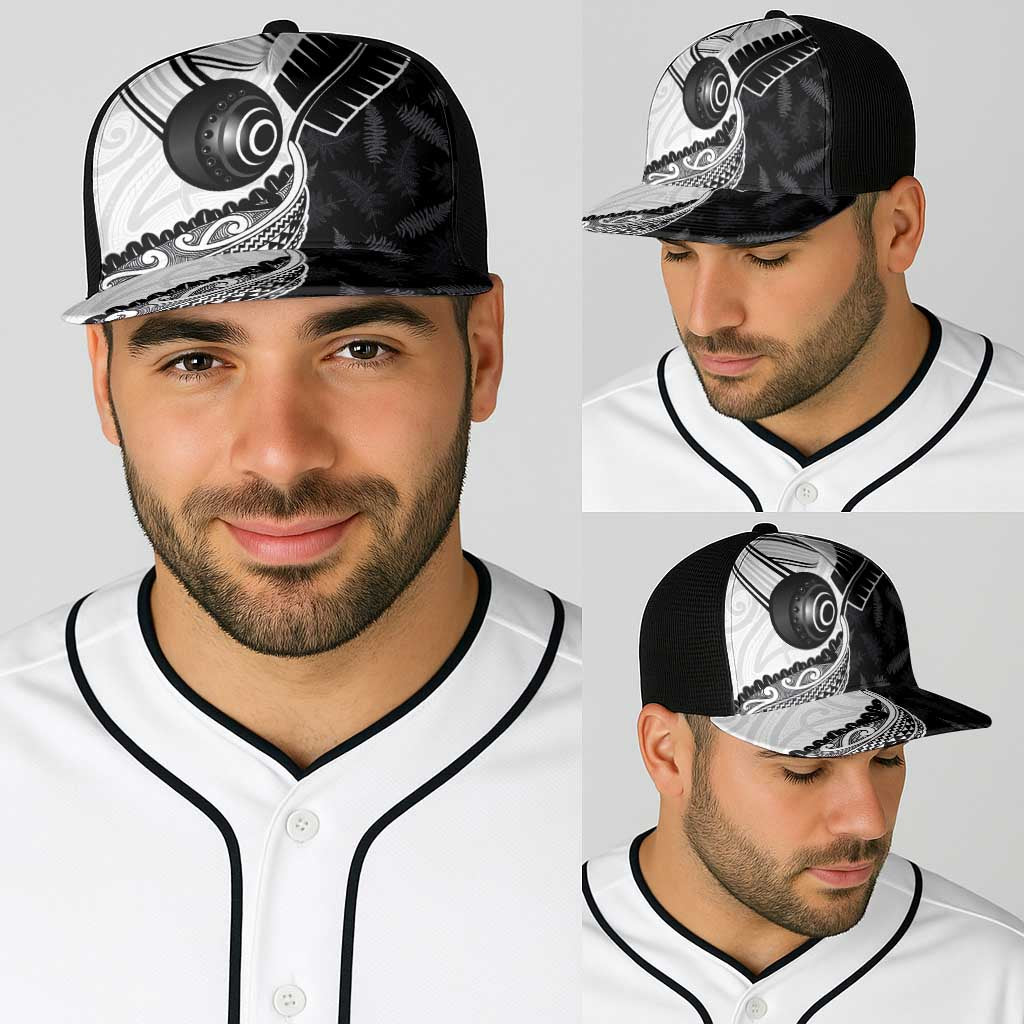 Aotearoa Lawn Bowls Baseball Net Cap Maori and Silver Fern Half Style - Polynesian Pride