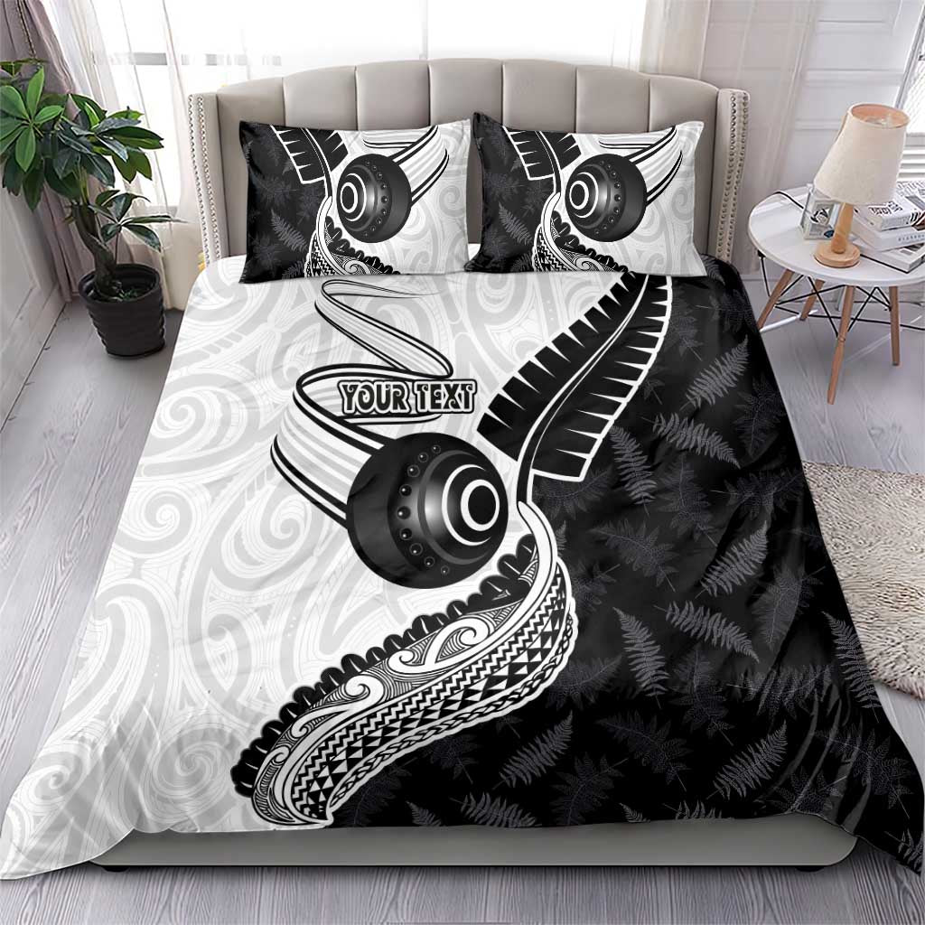 Personalised Aotearoa Lawn Bowls Bedding Set Maori and Silver Fern Half Style - Polynesian Pride