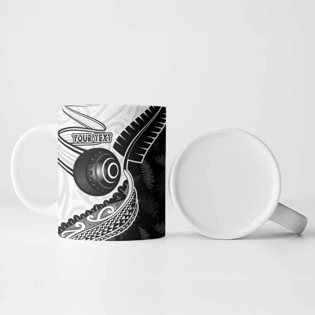 Personalised Aotearoa Lawn Bowls Ceramic Mug Maori and Silver Fern Half Style - Polynesian Pride