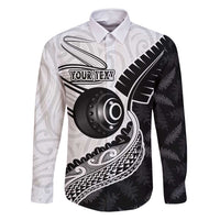 Personalised Aotearoa Lawn Bowls Family Matching Long Sleeve Bodycon Dress and Hawaiian Shirt Maori and Silver Fern Half Style LT03 Dad's Shirt - Long Sleeve White - Polynesian Pride