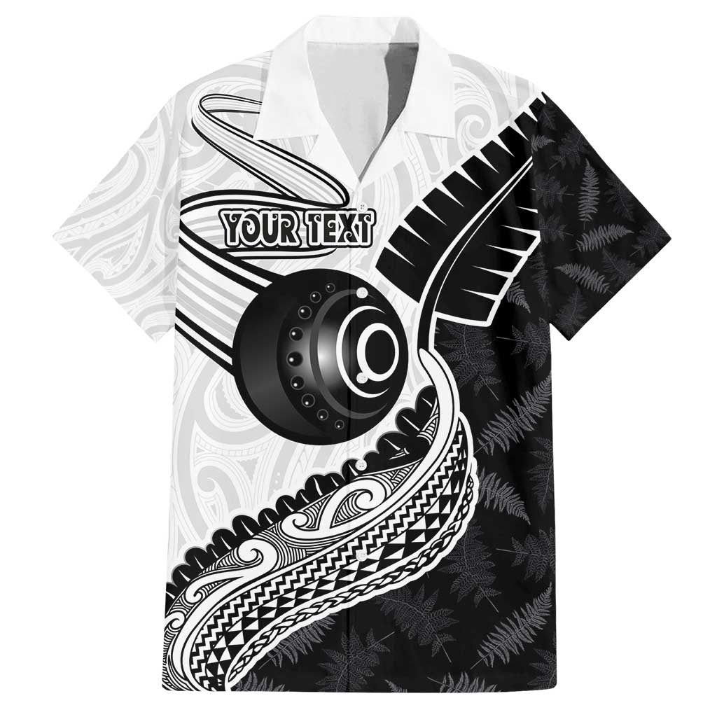 Personalised Aotearoa Lawn Bowls Family Matching Off Shoulder Maxi Dress and Hawaiian Shirt Maori and Silver Fern Half Style LT03 Dad's Shirt - Short Sleeve White - Polynesian Pride