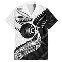 Personalised Aotearoa Lawn Bowls Family Matching Off Shoulder Short Dress and Hawaiian Shirt Maori and Silver Fern Half Style LT03 Dad's Shirt - Short Sleeve White - Polynesian Pride