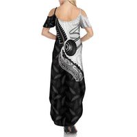 Personalised Aotearoa Lawn Bowls Family Matching Summer Maxi Dress and Hawaiian Shirt Maori and Silver Fern Half Style LT03 - Polynesian Pride