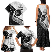 Personalised Aotearoa Lawn Bowls Family Matching Tank Maxi Dress and Hawaiian Shirt Maori and Silver Fern Half Style LT03 - Polynesian Pride