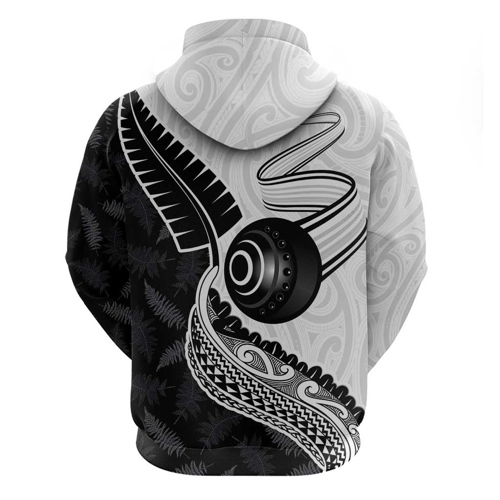 Personalised Aotearoa Lawn Bowls Hoodie Maori and Silver Fern Half Style - Polynesian Pride