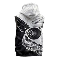 Personalised Aotearoa Lawn Bowls Sleeveless Hoodie Maori and Silver Fern Half Style - Polynesian Pride