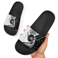 Personalised Aotearoa Lawn Bowls Slide Sandals Maori and Silver Fern Half Style LT03 - Polynesian Pride