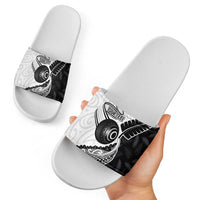 Personalised Aotearoa Lawn Bowls Slide Sandals Maori and Silver Fern Half Style LT03 - Polynesian Pride