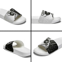 Personalised Aotearoa Lawn Bowls Slide Sandals Maori and Silver Fern Half Style LT03 - Polynesian Pride