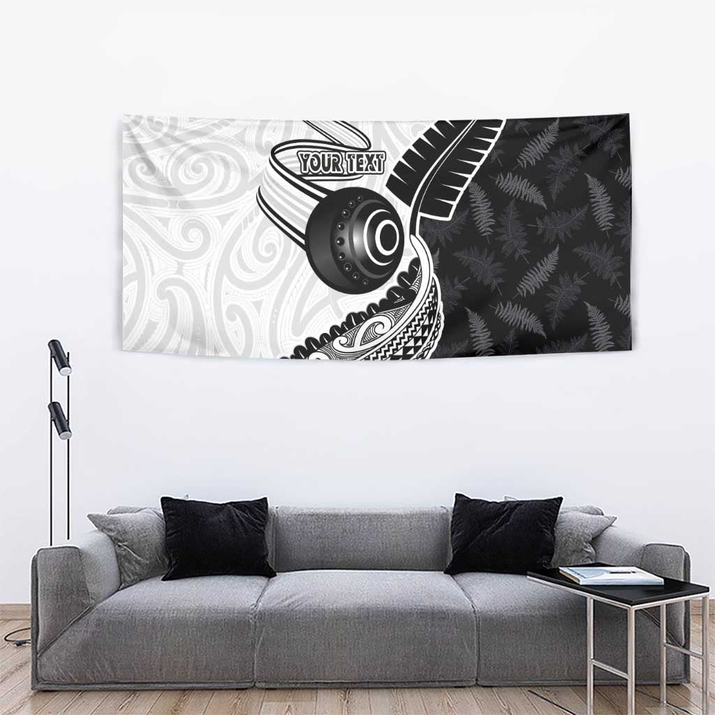 Personalised Aotearoa Lawn Bowls Tapestry Maori and Silver Fern Half Style LT03 - Polynesian Pride