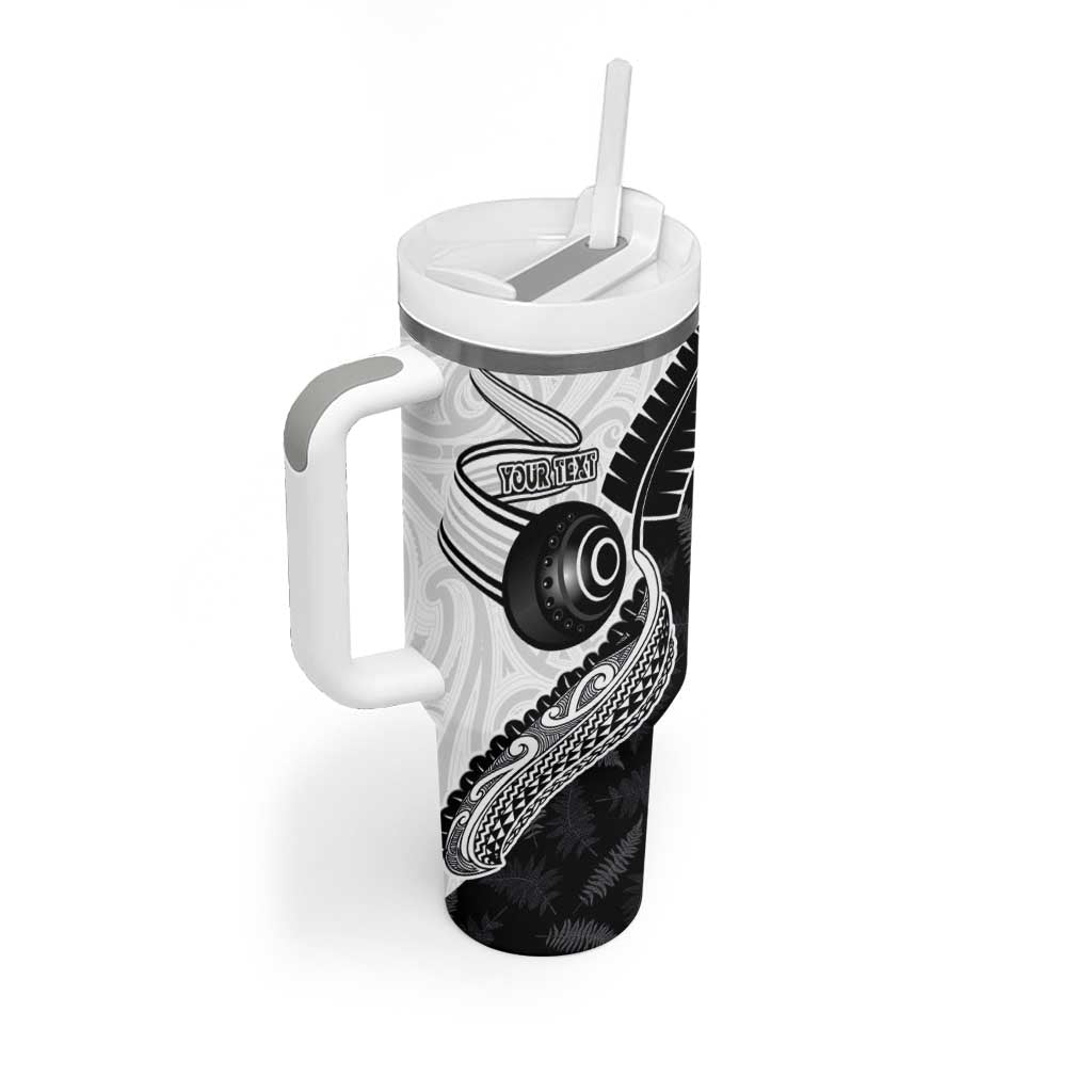 Personalised Aotearoa Lawn Bowls Tumbler With Handle Maori and Silver Fern Half Style - Polynesian Pride