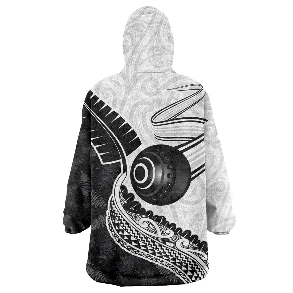 Personalised Aotearoa Lawn Bowls Wearable Blanket Hoodie Maori and Silver Fern Half Style LT03 - Polynesian Pride