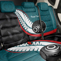 Personalised Aotearoa Lawn Bowls Back Car Seat Cover Maori and Silver Fern Sporty Style Teal Color LT03 - Polynesian Pride