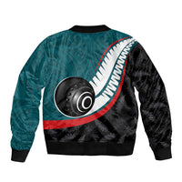 Personalised Aotearoa Lawn Bowls Bomber Jacket Maori and Silver Fern Sporty Style Teal Color LT03 - Polynesian Pride